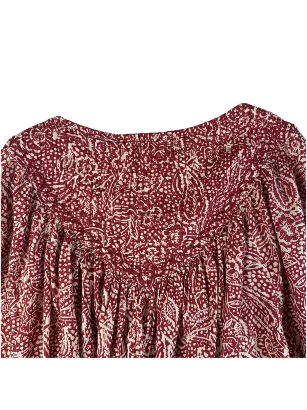 Free People Women's Size Small Cool Meadow Top Peasant Floral Oversized Red - Picture 8 of 13